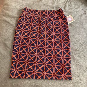 NWT LuLaRoe Cassie Skirt Geometric Blue Orange